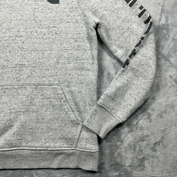 Carhartt Hoodie Women XS Grey Relaxed Fit Logo Sleeve Graphic Sweatshirt - Picture 3 of 13